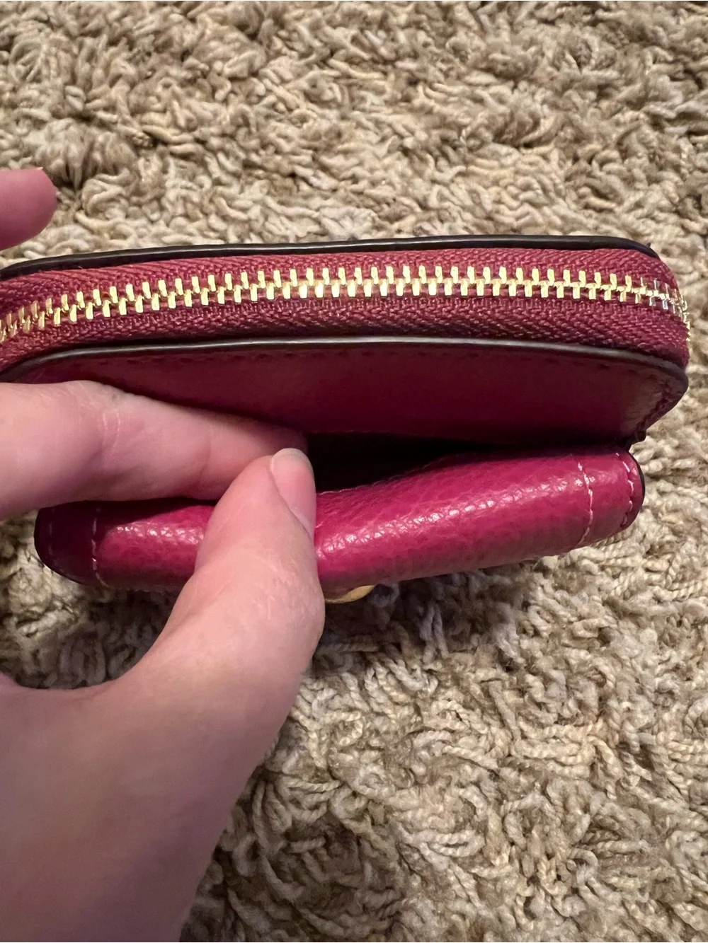 Coach Pebble Leather Pennie Card Case In Bright Violet NWTS!
